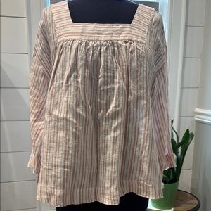 NWT Rachel Zoe Pink and white 3/4 Long Sleeve Blouse